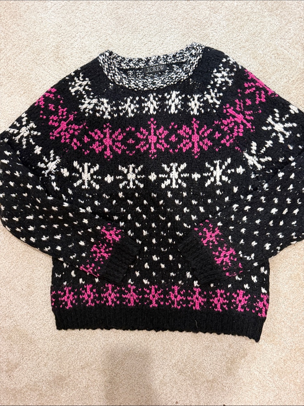J. Crew Black Snowflake Sweater